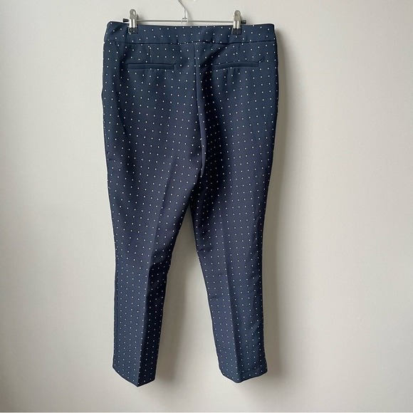 Cynthia Rowley Dress Pants Women's Size 8 Navy Blue White Diamond Ankle Mid Rise - Picture 2 of 11